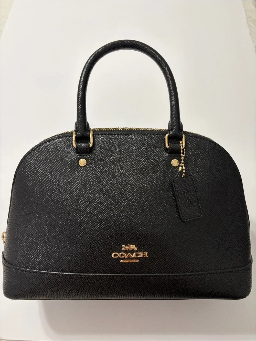 COACH Black Leather Crossgrain Mini Sierra Satchel